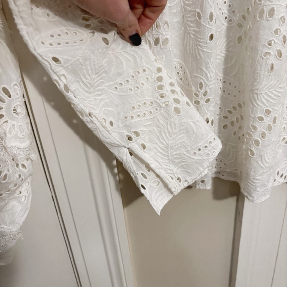 KOBI HALPERIN Winston Cotton Eyelet Blouse in White Size XL - Picture 12 of 14
